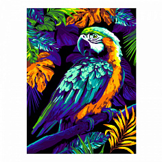 LORI Кпн-289 Картина по номерам на картоне 28,5*38 см "Яркий попугай"