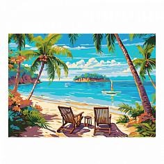 LORI Кпн-334 Картина по номерам на картоне 20*28,5 см "На острове"