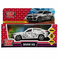 X6-12GRL-WH Машина металл BMW X6 ДЛЯ ДЕВОЧЕК 12 см, двери, багаж, инер, белый, кор. Технопарк