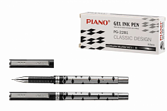 Ручка гелевая PIANO, 0,5 мм, серебр. корпус, рифленый. держатель, черная (12/864) (PG-2281/чёрн/)
