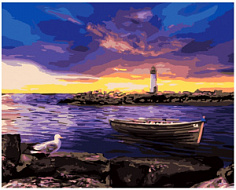 LORI Кпн-247 Картина по номерам на картоне 40*50 см "Морской пейзаж"