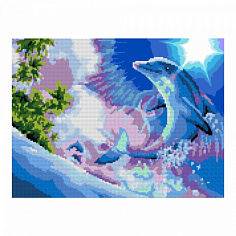 LORI Ам-034 Алмазная мозаика 30*40 см (частичное заполнение) "Радостный дельфин"
