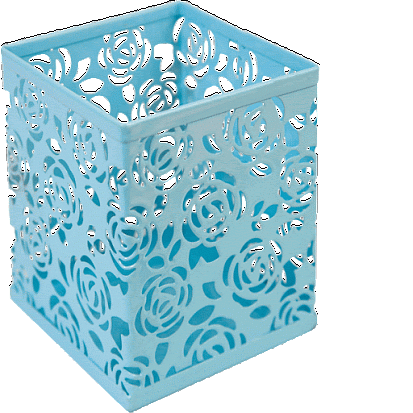 Фото Подставка для пишущих принадлежностей deVENTE, квадратная, металлическая,ажурная, голубая (4104705)