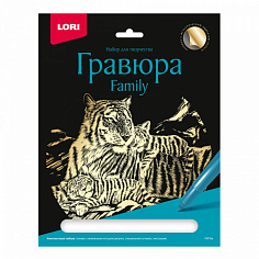 LORI Гр-646 Гравюра Family большая с эффектом золота "Тигры"