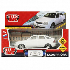PRIORA-12-WH Машина металл LADA PRIORA 12 см, двери, багаж, инерц, белый, кор. Технопарк