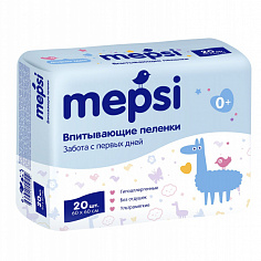 0512 Пеленки детские впитывающие Mepsi 60х60 №20 шт/уп.