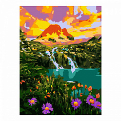 LORI Кпн-299 Картина по номерам на картоне 40*50 см "Горные ручьи"