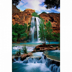 LORI Кпн-200 Картина по номерам на картоне 40*50 см "Горный водопад"