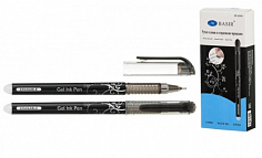 Ручка гелевая пиши-стирай BASIR 0,5 мм. цвет.синий корпус серебристым рисун, черная (МС-6508/чёрн/)