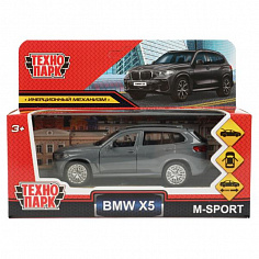 X5-12-GY Машина металл BMW X5 M-SPORT 12 см, двери, багаж, инерц, мокрый асфальт, кор Технопарк