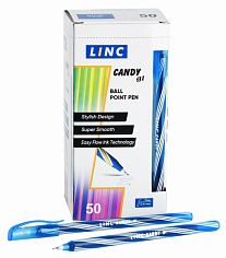 7008/blue Ручка шариковая LINC "CANDY" 0,6мм, одноразовая, синяя (50/2000) (7008/blue) (070859)