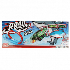 RR-TRK-101-R Игрушка пластик ROAD RACING автотрек с акулой. 2 машинки, 1 петля, кор. Технопарк