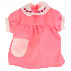 B1045647-RU Одежда для кукол "карапуз" 40-42см, розовое платье с кармашком, на плечиках в пак.