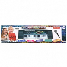 B1459075-R Электронный синтезатор ТМ "Играем вместе" на бат. со светом, 44 клавиши, микрофон в кор