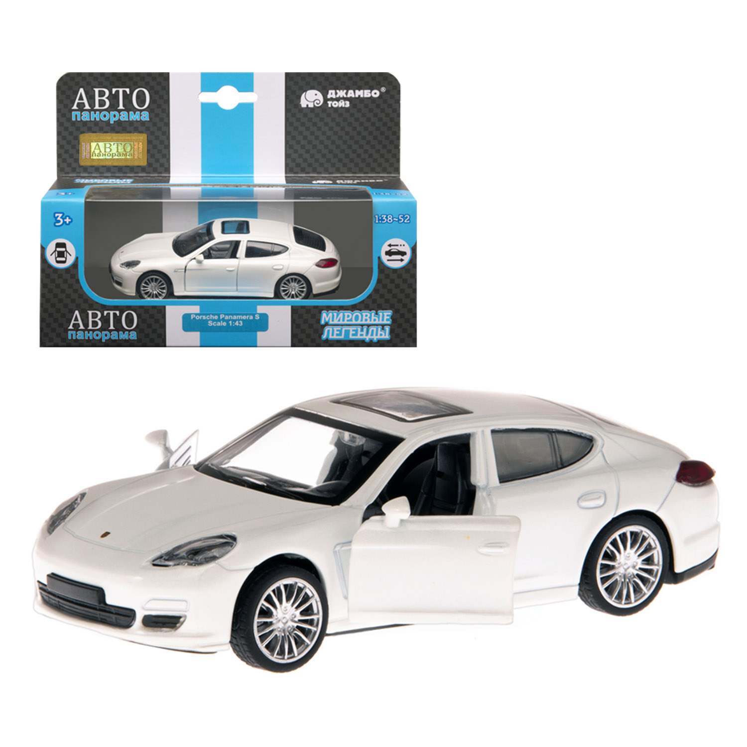 Купить 1251255JB Машинка металл. 1:43 Porsche Panamera S, белый, инерция,  откр. двери, в/к 17,5*12,5*6,5 см - цены в Алуште