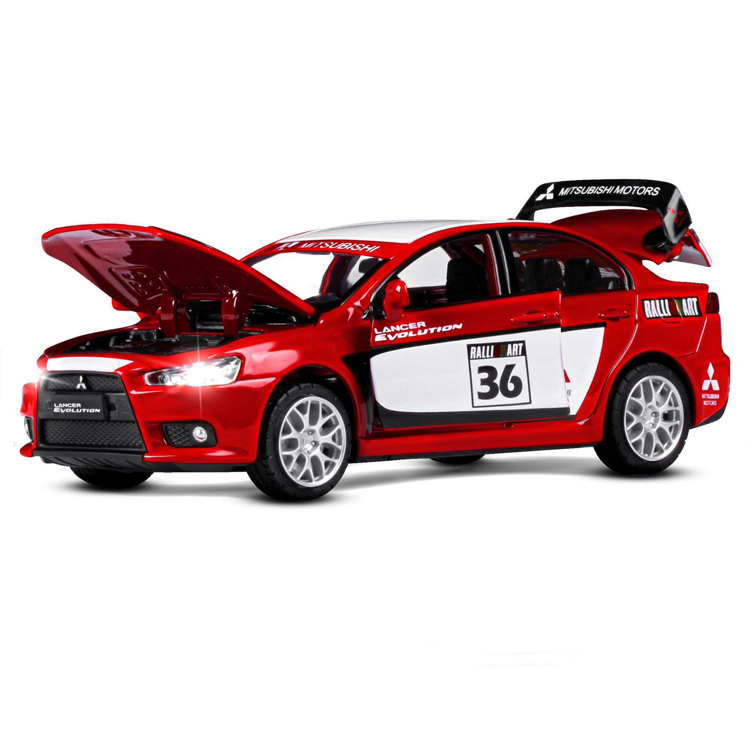 Купить 1251543JB Машинка металлическая1:32 Mitsubishi Lancer Evolution,  красный, откр. двери, капот ТМ 