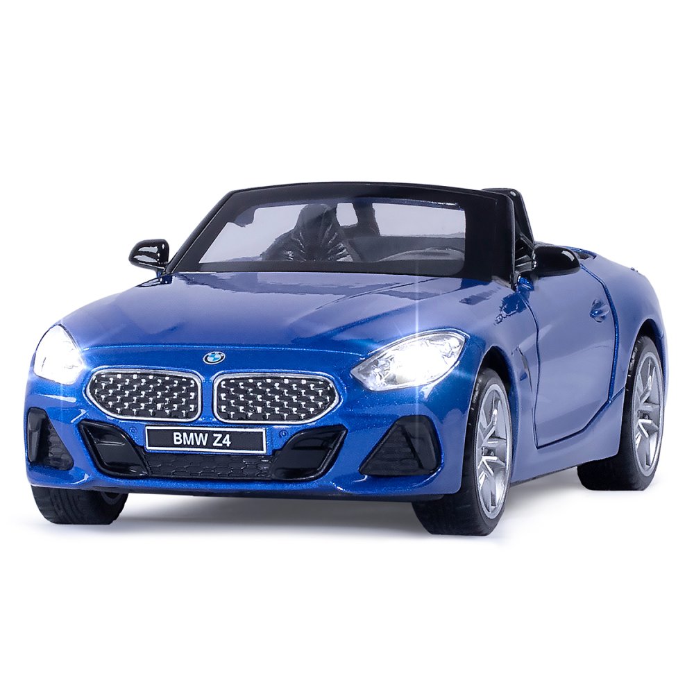 Купить 1251542JB Машинка металлическая 1:30 BMW Z4 M40i, синий, свет,  звук,откр. двери, инерция, в/к ТМ 