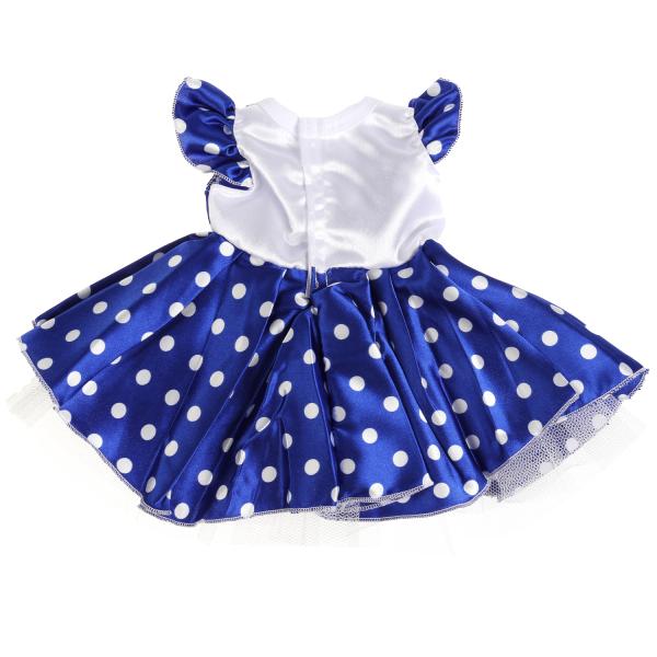 Фото OTF-2101D-RU Одежда для кукол 40-42см атласное платье синий горох КАРАПУЗ в шт.100шт