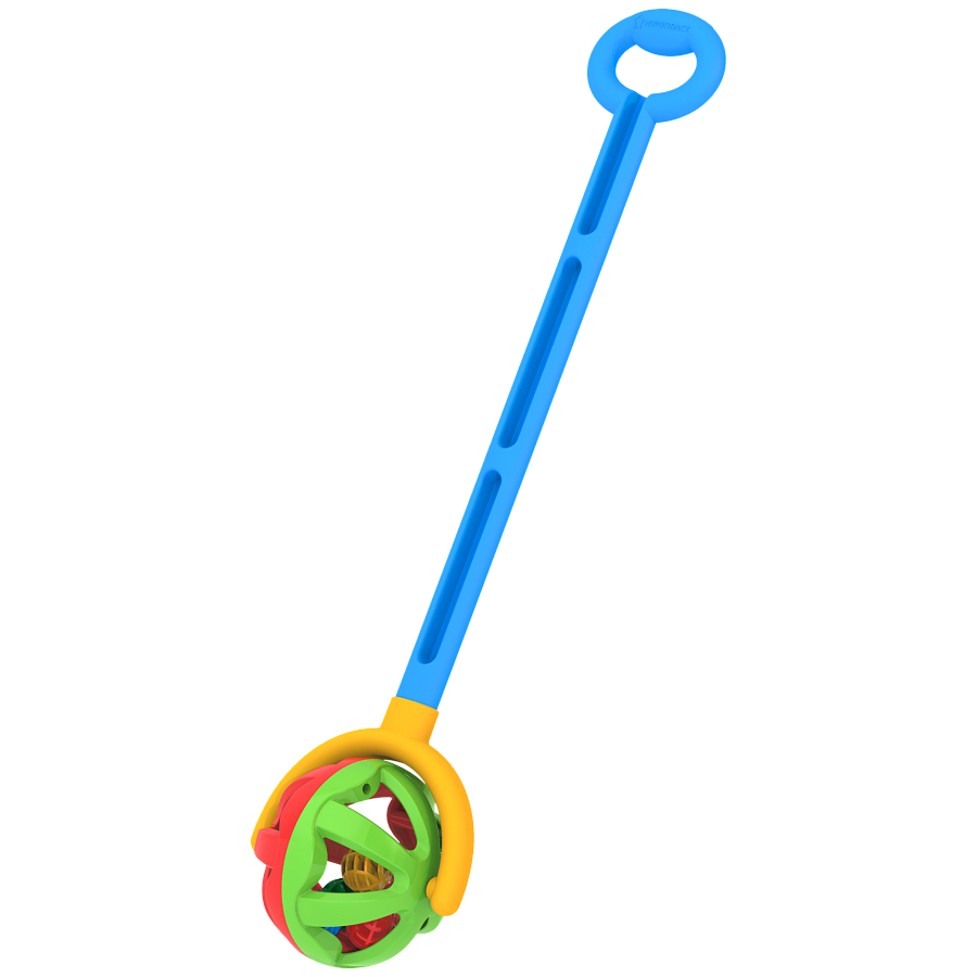 Купить 762/1н Каталка с ручкой Шарик зелено-красная, 59 15 12 cm Каталки,  неваляшки, юлы - цена от 240 ₽ в в Саки