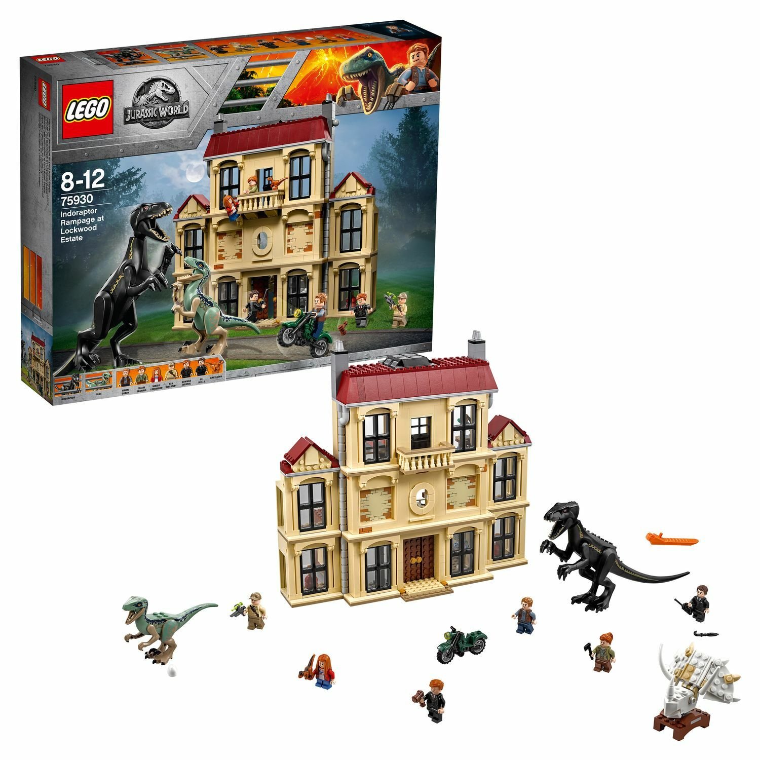 Lego 75930 К-р Jurassic World Нападение индораптора в поместье