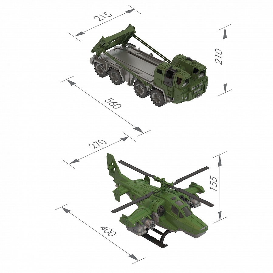 Купить 256н Тягач военный Щит с вертолетом 56 25 26.5 cm Машины и  спецтехника пластиковые - цена от 2 045 ₽ в Белогорске