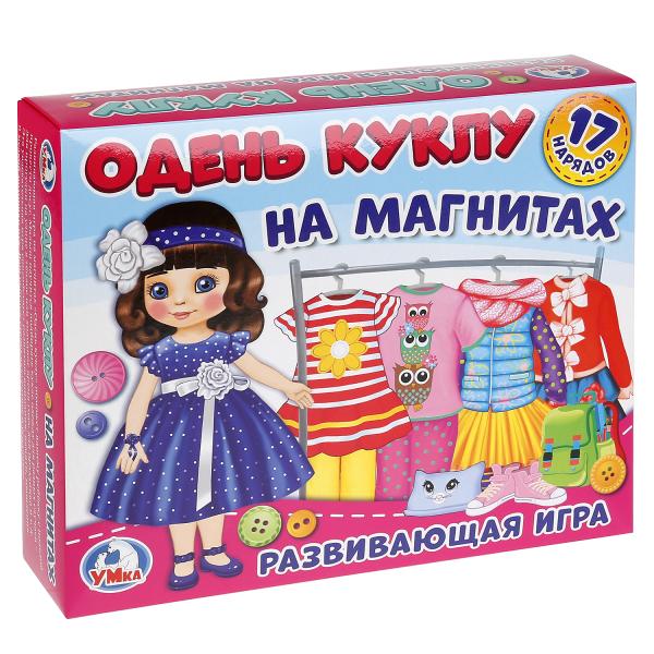 миниатюра 4690590140383 (7) Игра-одевайка на магнитах "умка" одень куклу. шатенка. в кор.