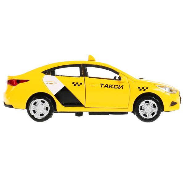 миниатюра SOLARIS2-12TAX-YE Машина металл hyundai solaris такси 12см, открыв. двери, инерц.желтый в кор. Техно