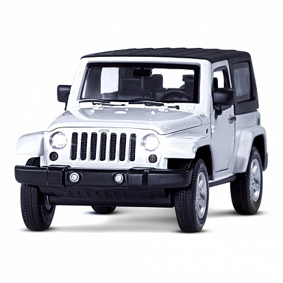 Фото 1251520JB Машинка металлическая 1:32 Jeep Wrangler, белый, откр. Двери и капот, свет, звук, ТМ "Авто