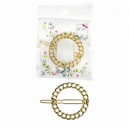 Т21495 Lukky Fashion заколка-автомат круг золото цепочка 1 шт (10702070/081121/0362279) фото