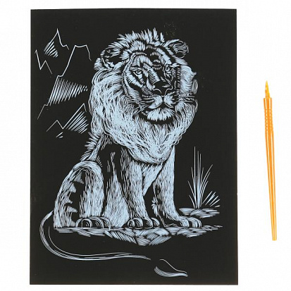 Фото 100SCRATCHART-GOLD-LION Гравюра 18*24 см лев, золотая MultiArt