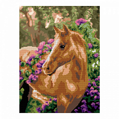 LORI Ам-052 Алмазная мозаика 30*40 см (частичное заполнение) "Лошадка в цветах"