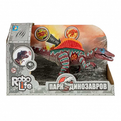 Фото товара Т22007 1TOY RoboLife игрушка Спинозавр, звук. эффект, (3*AG3 входят в комп.) откр. коробка (24,5*7*1