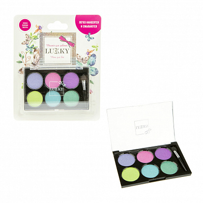 Фото товара Lukky Т18930 пудровые тени д.век "Неон",6 цветов,7,8 г,с аппликатором,блистер 