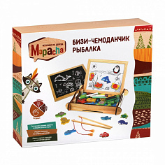 76842 Бизи-чемоданчик "Рыбалка": доска для рисования, меловая доска, магнитные фигурки и фигурки для