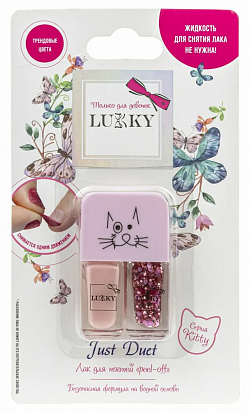 Фото товара Т21923 Lukky Just Duet двойные лаки для ногтей, кол-я Kitty, клубника со сливками и клубничное желе,