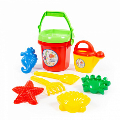 ПОЛЕ38524 Набор №414: ведро №9, сито №9, лопатка №31, грабельки №31, формочки 