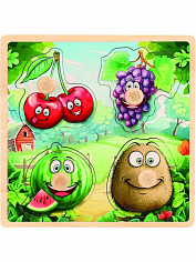 ИД-0179 Деревянная игрушка. Рамка-вкладыш "Фрукты" (15x15x0,9 см) (арт.ИД-0179)