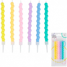 1502-6722 Свечи для торта Пузыри Пастель 12см 6шт