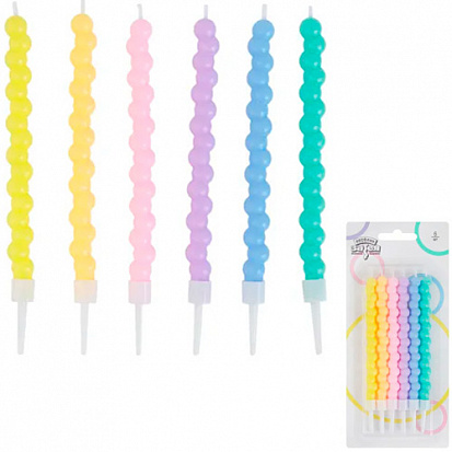 Фото товара 1502-6722 Свечи для торта Пузыри Пастель 12см 6шт