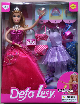 Фото 8269 pink Игровой набор Defa Luсy "Красотка", роз., 1 кукла, 14 предм.в комплекте