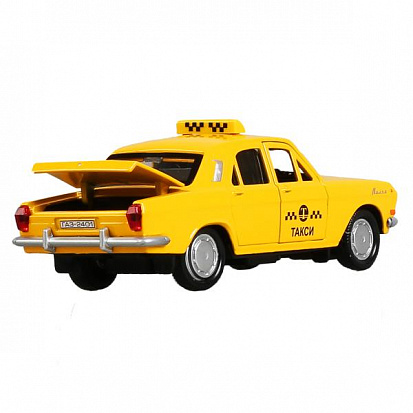 Фото 2401-12TAX-YE Машина металл "газ-2401 волга такси" 12см, открыв.двери, инерц., желтый в кор. Технопа