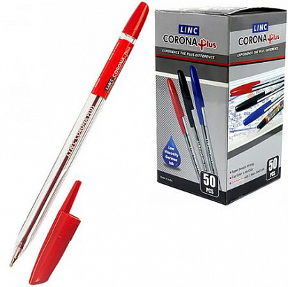Фото 3002N/red Ручка шариковая LINC "CORONA PLUS" 0,7мм, прозрачный корпус, красная (50/2000) (3002N/red)