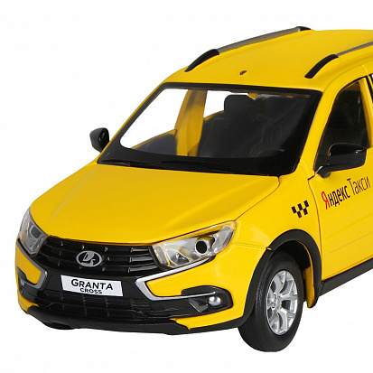Фото 1251347JB Яндекс.Такси машинка металл., Lada Granta Cross, цвет желтый, масштаб 1:24, открываются 4 