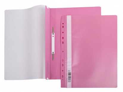 Папка-скоросшиватель А4 ХАТБЕР, розовая140/180 мкм, пластиковая, с перфорацией (AS4_00212) (040024) фото