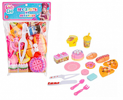 Фото товара IT105218 Набор "Продукты Girl's club" на липучках, в/п 21,5*32*5,5 см.