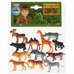 P9606-12 НАБОР ИЗ 12-И ДИКИХ ЖИВОТНЫХ "ИГРАЕМ ВМЕСТЕ" В АССОРТ. 5СМ В ПАК. С РУСС. ХЕДЕРОМ