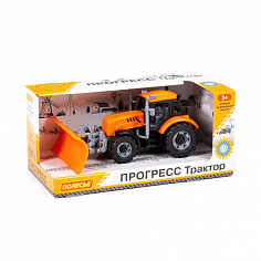 ПОЛЕ91765 Трактор "Прогресс" с лопатой-отвалом инерционный (оранжевый) (в коробке)