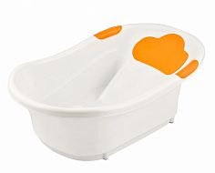 RBT-W1035-O Ванночка ROXY-KIDS с анатомической горкой и сливом. Цвет вставок: оранжевый