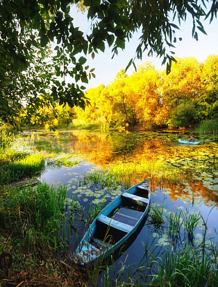 Фото товара MPZCF10-M Collection FLORA.Лодка на осенней реке.110 деталей. Размер 28,8 х20,2см. Средний размер де