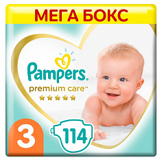 PAMPERS Подгузники Premium Care Midi 3 (6-10 кг) Мега Упаковка 114, 